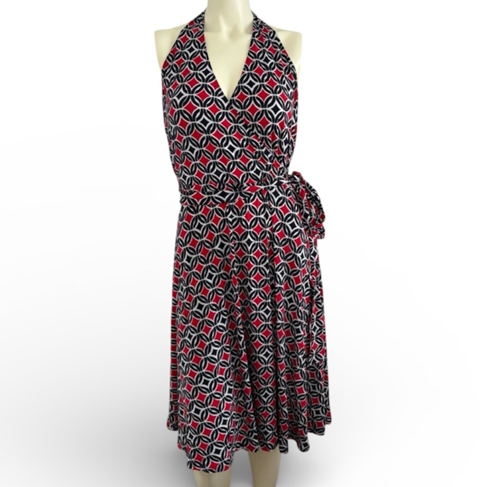 Next Red and Black Geometric Midi Dress